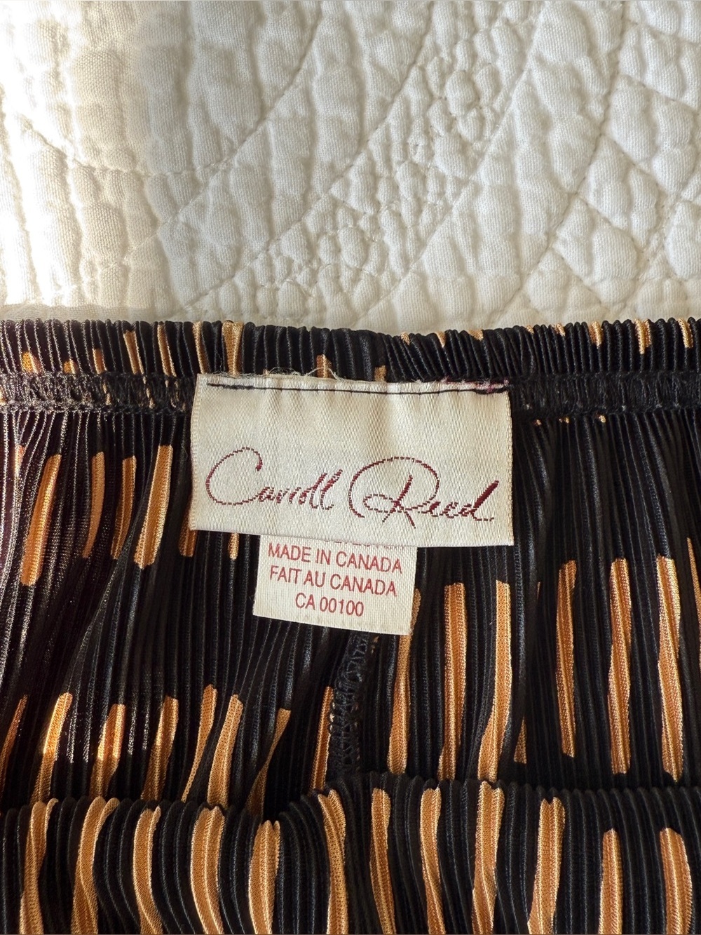 Vintage Carroll Reed Black Gold Pleated Midi Skirt Womens Size Medium 90s - Picture 6 of 10